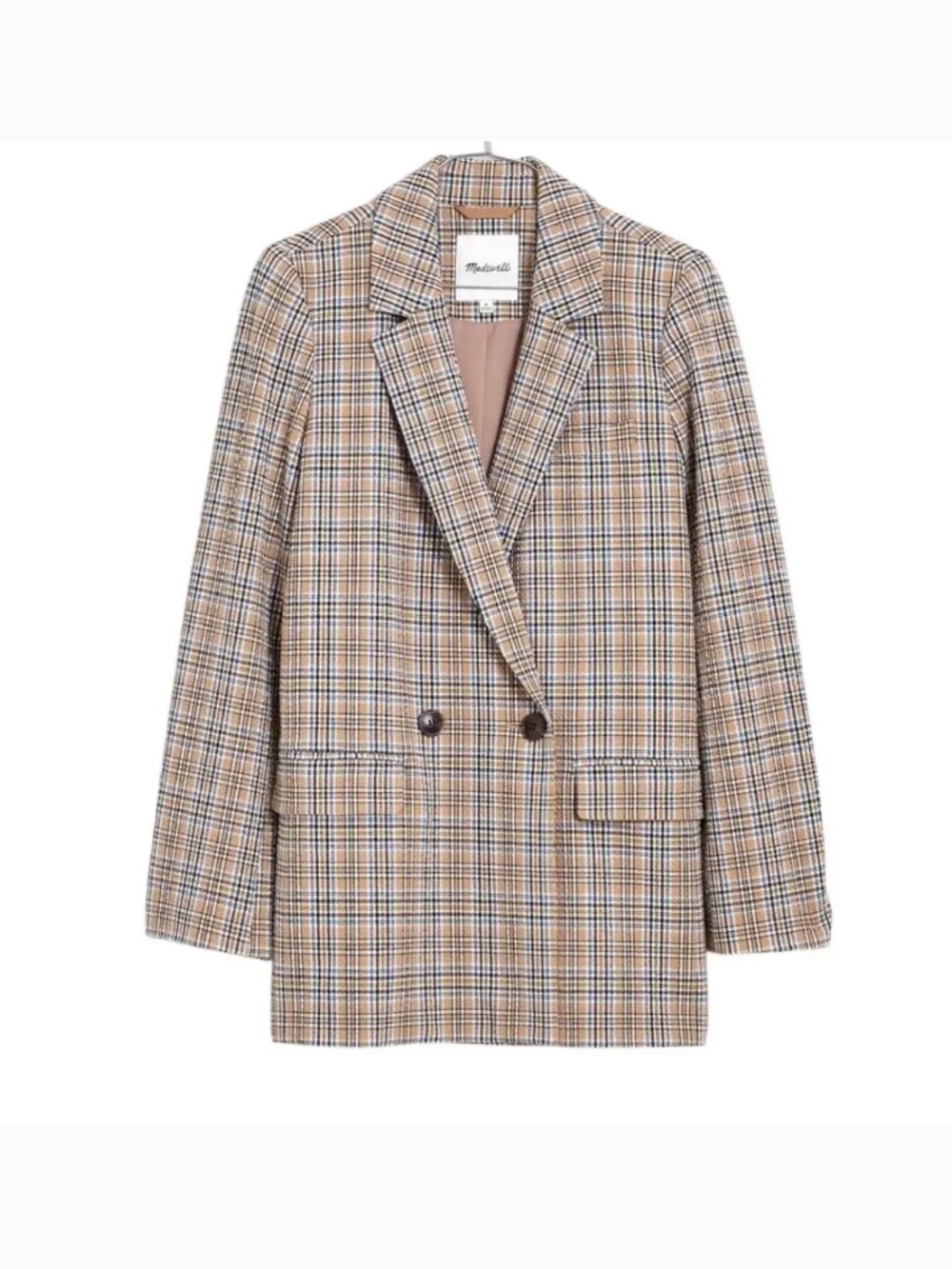 Madewell | Plaid Seersucker Double Breasted Caldwell Blazer XL Oversized